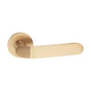 brass lever handle on round rose with escutcheon for doors
