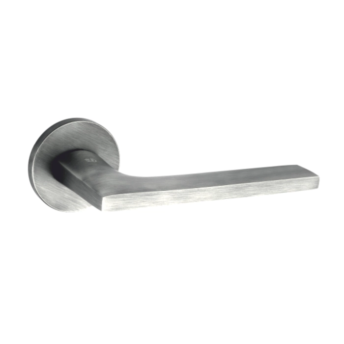 Brass Lever Handle 143mm in Brushed Nickel British Hardware