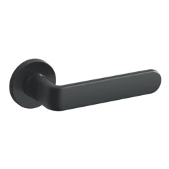 brass lever handle on round rose with escutcheon for interior doors