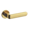 brass lever handle on round rose with escutcheon for interior doors