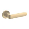 brass lever handle on round rose with escutcheon for interior doors