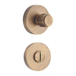 brass turn knob with indicator on round rose for bathroom and furniture doors