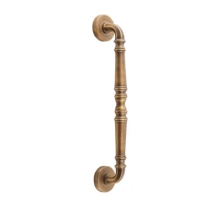 premium brass door pull handle on rose for main doors and luxury interiors