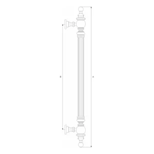 Brass woody door pull handle 800mm total length