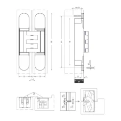 zamac 3D concealed hinges heavy duty for cabinets and furniture doors