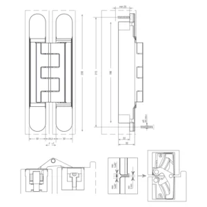 zamac 3D concealed hinges heavy duty for large and commercial doors