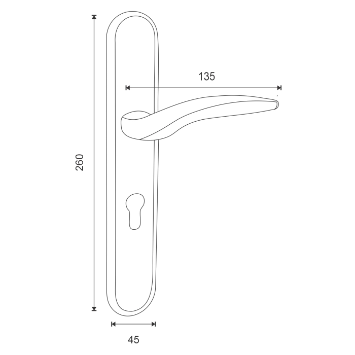 Lever Handle on Radius Backplate with 85mm centres, Polished Brass, Satin Nickel, Matt Antique Brass Finish by British Hardware