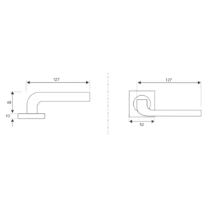 Lever Handle on Square Rose with Escutheons, Length 127mm Finish Matt Antique Brass by British Hardware