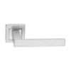 stainless steel lever handle on square rose with escutcheon for home doors, office doors and interior doors