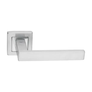 stainless steel lever handle on square rose with escutcheon for home doors, office doors and interior doors