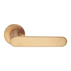 solid stainless steel lever handle on round rose with escutcheon for doors