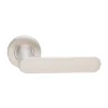 solid stainless steel lever handle on round rose with escutcheon for doors