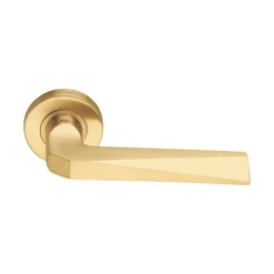 solid stainless steel lever handle on round rose with escutcheon for doors