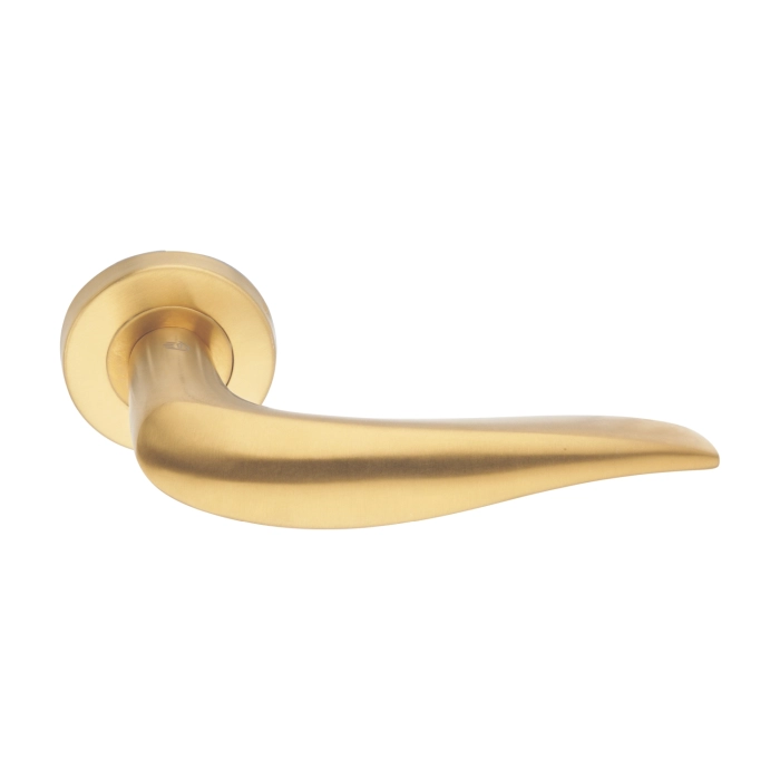 Investment Cast Solid Stainless Steel Lever Handle 130mm in Satin Brass EuroArt British Hardware
