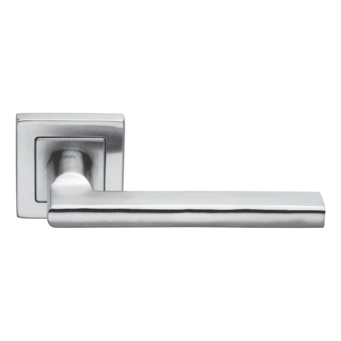stainless steel lever handle on square rose with escutcheon for home doors, office doors and interior doors