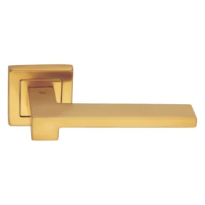 stainless steel lever handle on square rose with escutcheon for home doors, office doors and interior doors