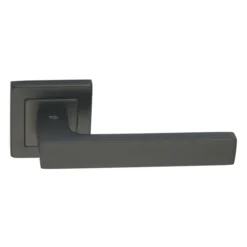 stainless steel lever handle on square rose with escutcheon for home doors, office doors and interior doors