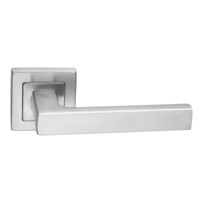 stainless steel lever handle on square rose with escutcheon for home doors, office doors and interior doors