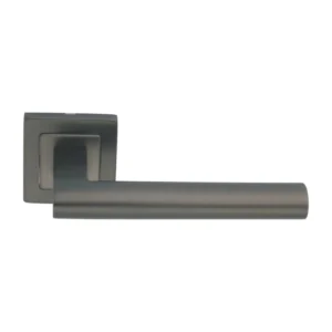 stainless steel lever handle on square rose with escutcheon for home doors, office doors and interior doors