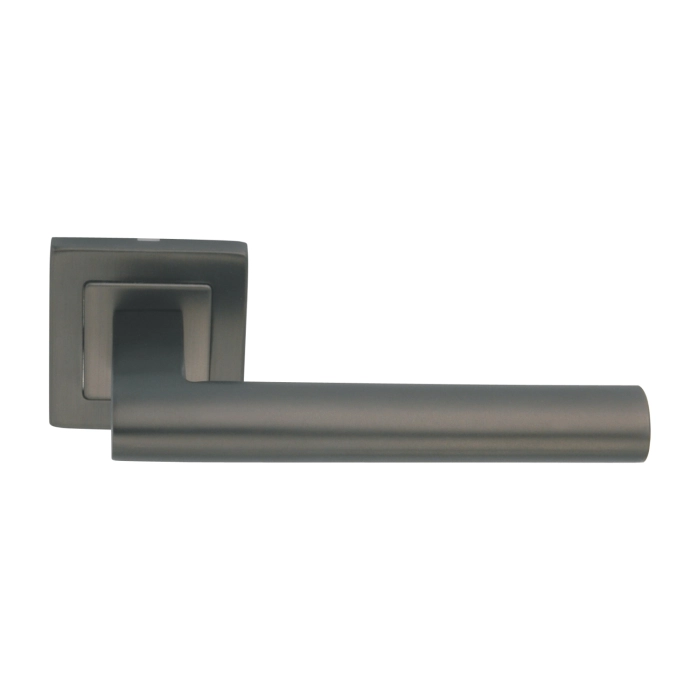 stainless steel lever handle on square rose with escutcheon for home doors, office doors and interior doors
