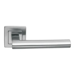 stainless steel lever handle on square rose with escutcheon for home doors, office doors and interior doors
