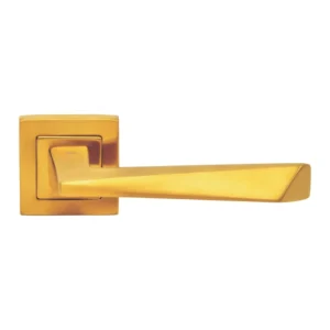 EuroArt Investment Cast Solid Stainless Steel Lever Handle on Square Rose with Escutcheons 136mm Satin Brass PVD British Hardware