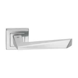 stainless steel lever handle on square rose with escutcheon for home doors, office doors and interior doors
