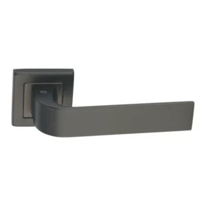 stainless steel lever handle on square rose with escutcheon for home doors, office doors and interior doors