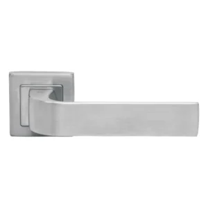 EuroArt Investment Cast Solid Stainless Steel Lever Handle on Square Rose with Escutcheons 135mm Satin Stainless Steel British Hardware