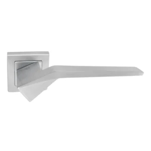 EuroArt Investment Cast Solid Stainless Steel Lever Handle on Square Rose with Escutcheons 138mm Satin Stainless Steel British Hardware