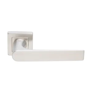 EuroArt Investment Cast Solid Stainless Steel Lever Handle on Square Rose with Escutcheons 143mm Satin Stainless Steel British Hardware