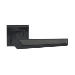 stainless steel lever handle on square rose with escutcheon for home doors, office doors and interior doors