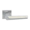 stainless steel lever handle on square rose with escutcheon for home doors, office doors and interior doors