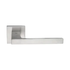 stainless steel lever handle on square rose with escutcheon for home doors, office doors and interior doors