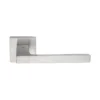 Designer Stainless Steel Lever Handle with 10mm Square Rose with Escutcheons 135mm Length Satin Stainless Steel British Hardware
