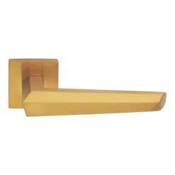 stainless steel lever handle on square rose with escutcheon for home doors, office doors and interior doors