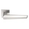 Designer Stainless Steel Lever Handle 52mm Square Rose with Escutcheons 146mm Satin Stainless Steel British Hardware