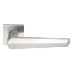 stainless steel lever handle on square rose with escutcheon for home doors, office doors and interior doors