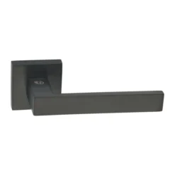 stainless steel lever handle on square rose with escutcheon for home doors, office doors and interior doors