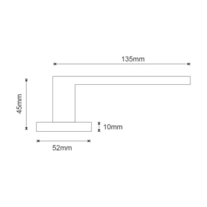 Designer Stainless Steel Lever Handle 52mm Square Rose with Escutcheons 135mm Length British Hardware