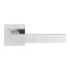 Designer Stainless Steel Lever Handle 52mm Square Rose with Escutcheons 135mm Length Satin Stainless Steel British Hardware
