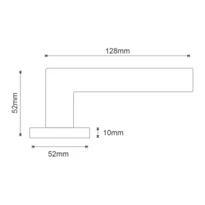 Designer Stainless Steel Lever Handle 52mm Square Rose with Escutcheons 128mm Length British Hardware