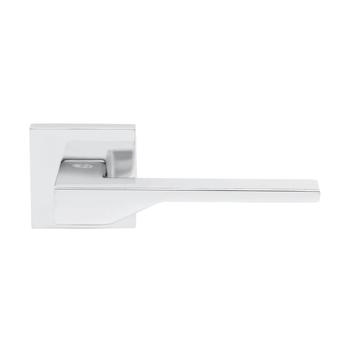 stainless steel lever handle on square rose with escutcheon for home doors, office doors and interior doors