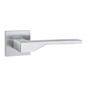stainless steel lever handle on square rose with escutcheon for home doors, office doors and interior doors