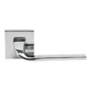 EuroArt Designer Stainless Steel Lever Handle 52mm Square Rose with Escutcheons 128mm Length Polished Stainless Steel British Hardware