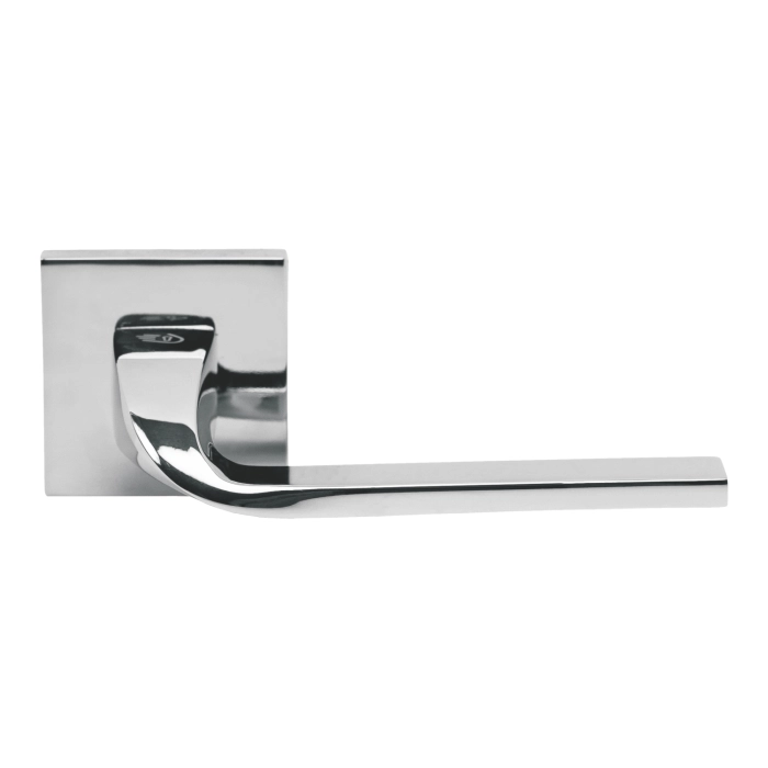 stainless steel lever handle on square rose with escutcheon for home doors, office doors and interior doors