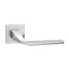 stainless steel lever handle on square rose with escutcheon for home doors, office doors and interior doors