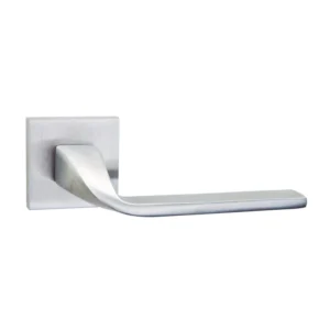 stainless steel lever handle on square rose with escutcheon for home doors, office doors and interior doors