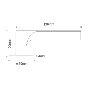 Stainless Steel Lever Handle on Square Rose with Escutcheons 4mm Thickness 136mm Length British Hardware