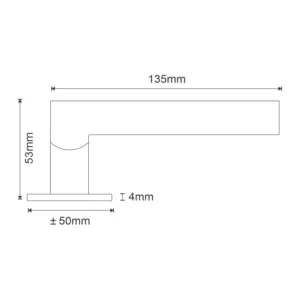 Stainless Steel Lever Handle on Square Rose with Escutcheons 4mm Thickness 135mm Length British Hardware